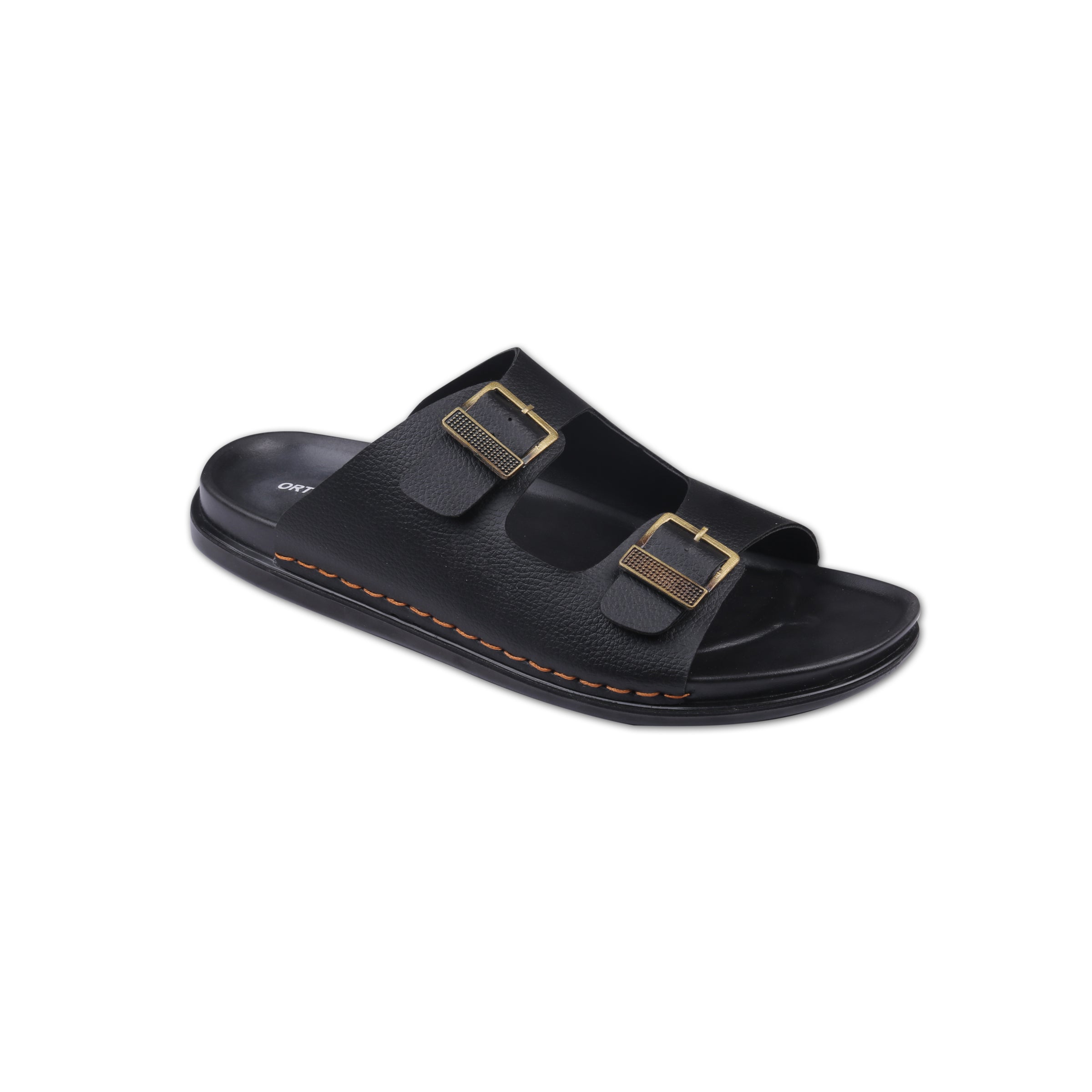 ORTHO CLUB Men's Leather Orthopedic Sandals | Soft Cushioned Sole Slip-On Chappal for Men | Anti-Skid Comfort Sandals with Buckle