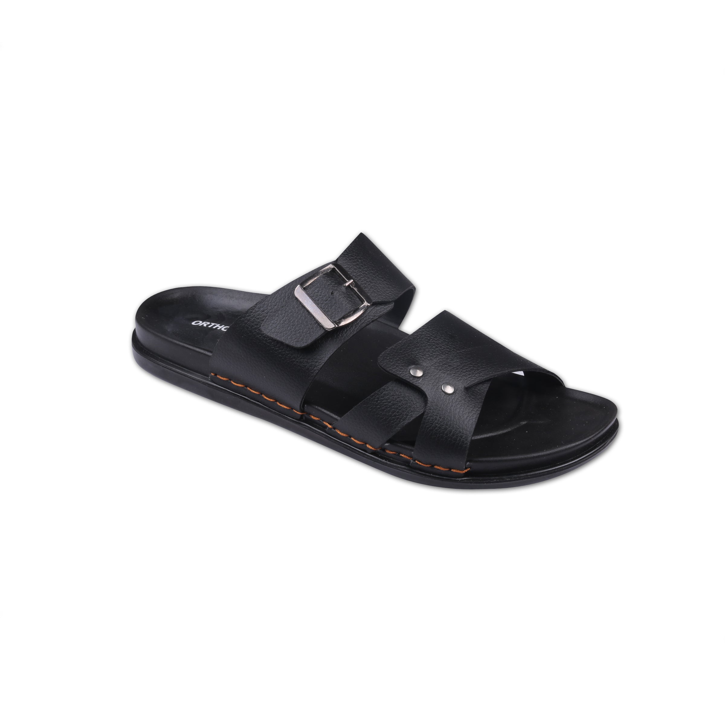 ORTHO CLUB Men's Leather Orthopedic Sandals | Soft Cushioned Sole Slip-On Chappal for Men