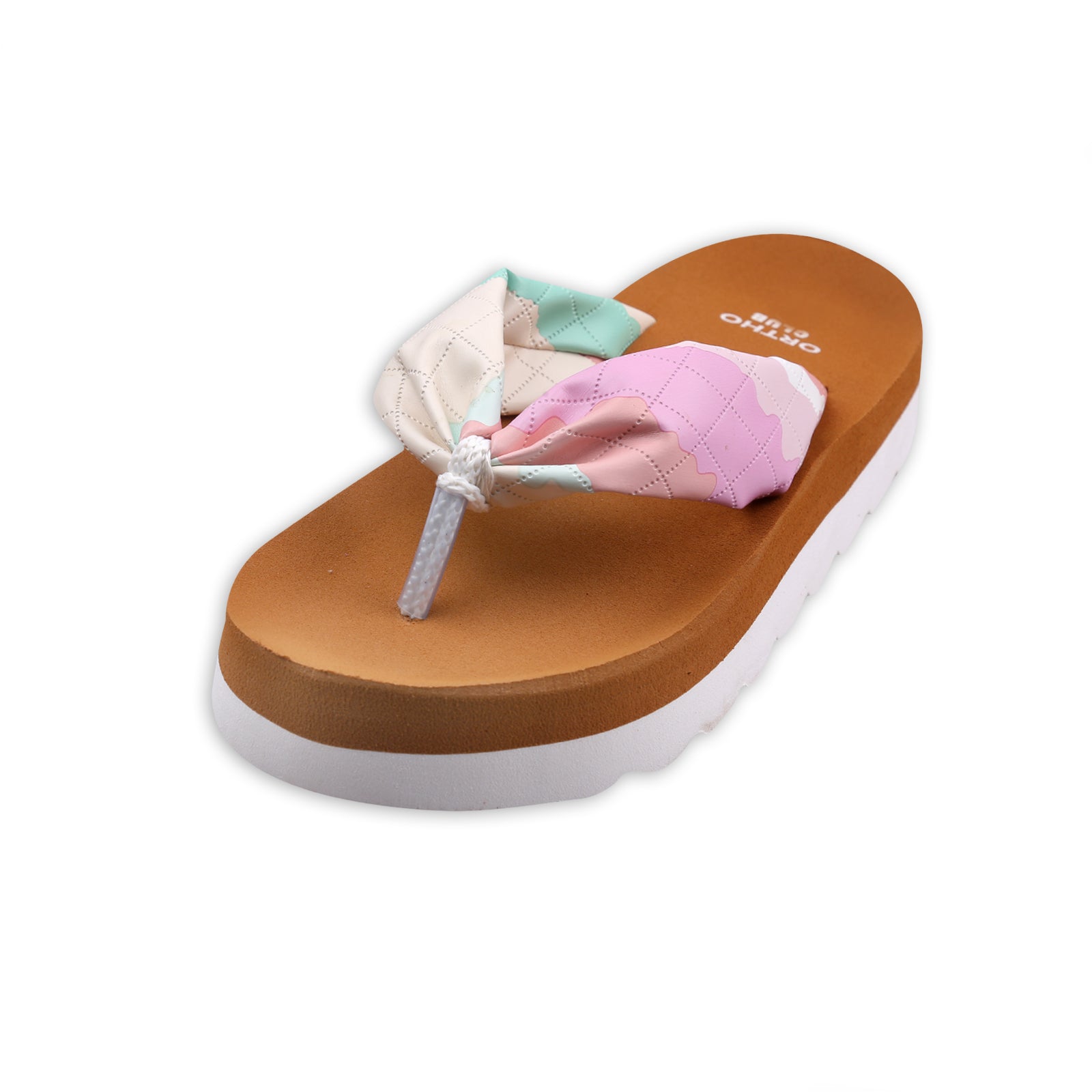 ORTHO CLUB Women’s Soft Cushion Flip Flops with Colorful Fabric Strap | Lightweight Orthopedic Slippers for Women