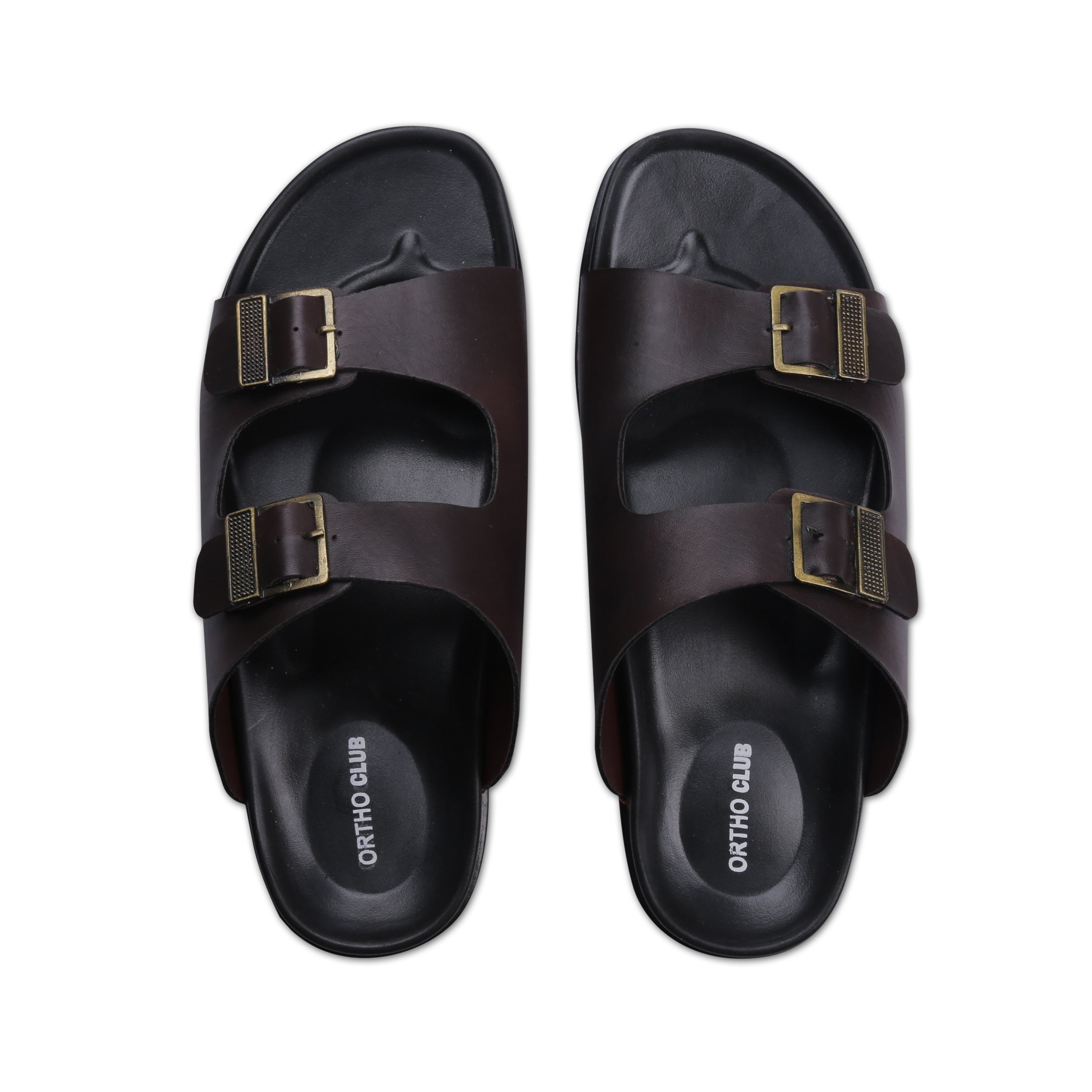 ORTHO CLUB Men's Leather Orthopedic Sandals | Soft Cushioned Sole Slip-On Chappal for Men | Anti-Skid Comfort Sandals with Buckle