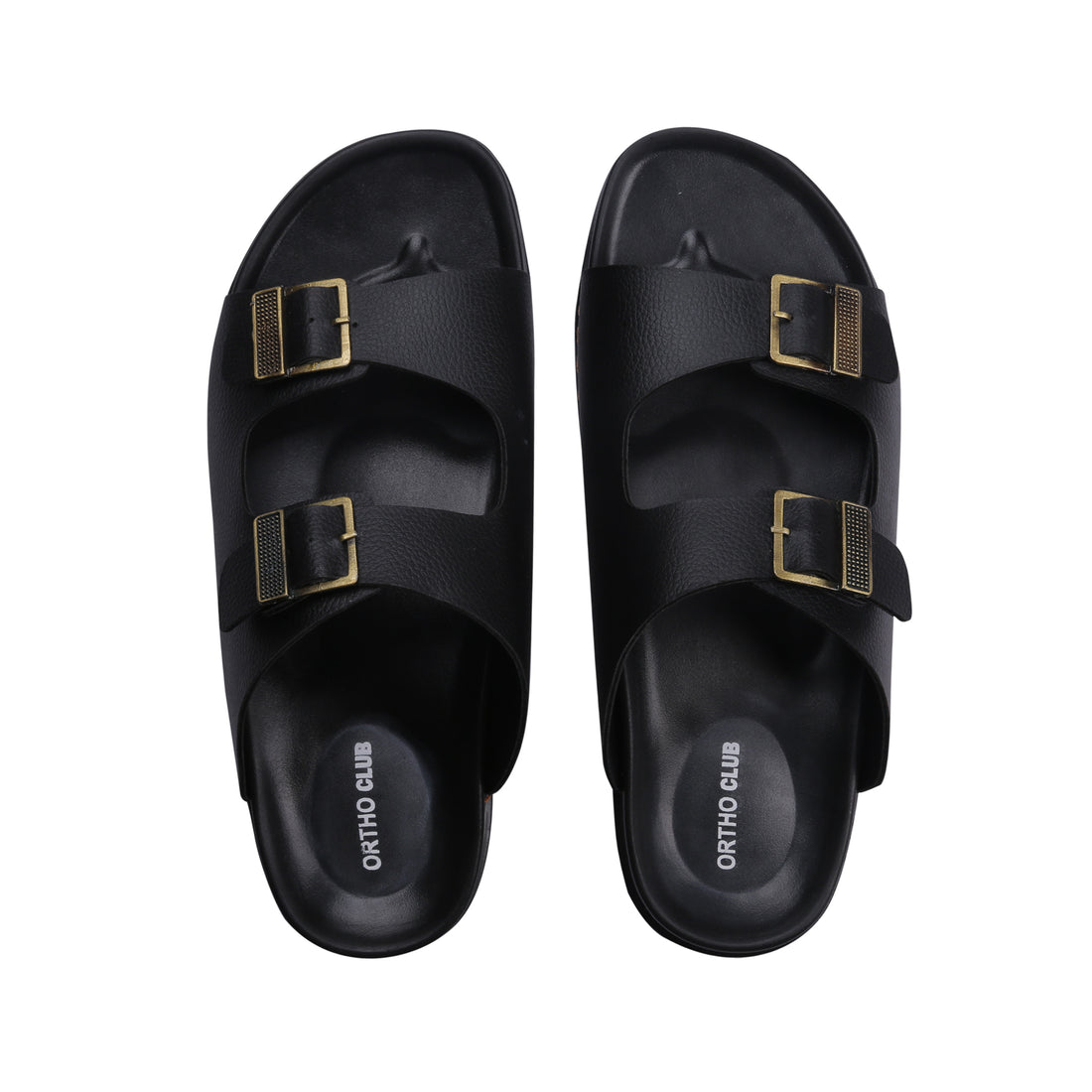 ORTHO CLUB Men's Leather Orthopedic Sandals | Soft Cushioned Sole Slip-On Chappal for Men | Anti-Skid Comfort Sandals with Buckle