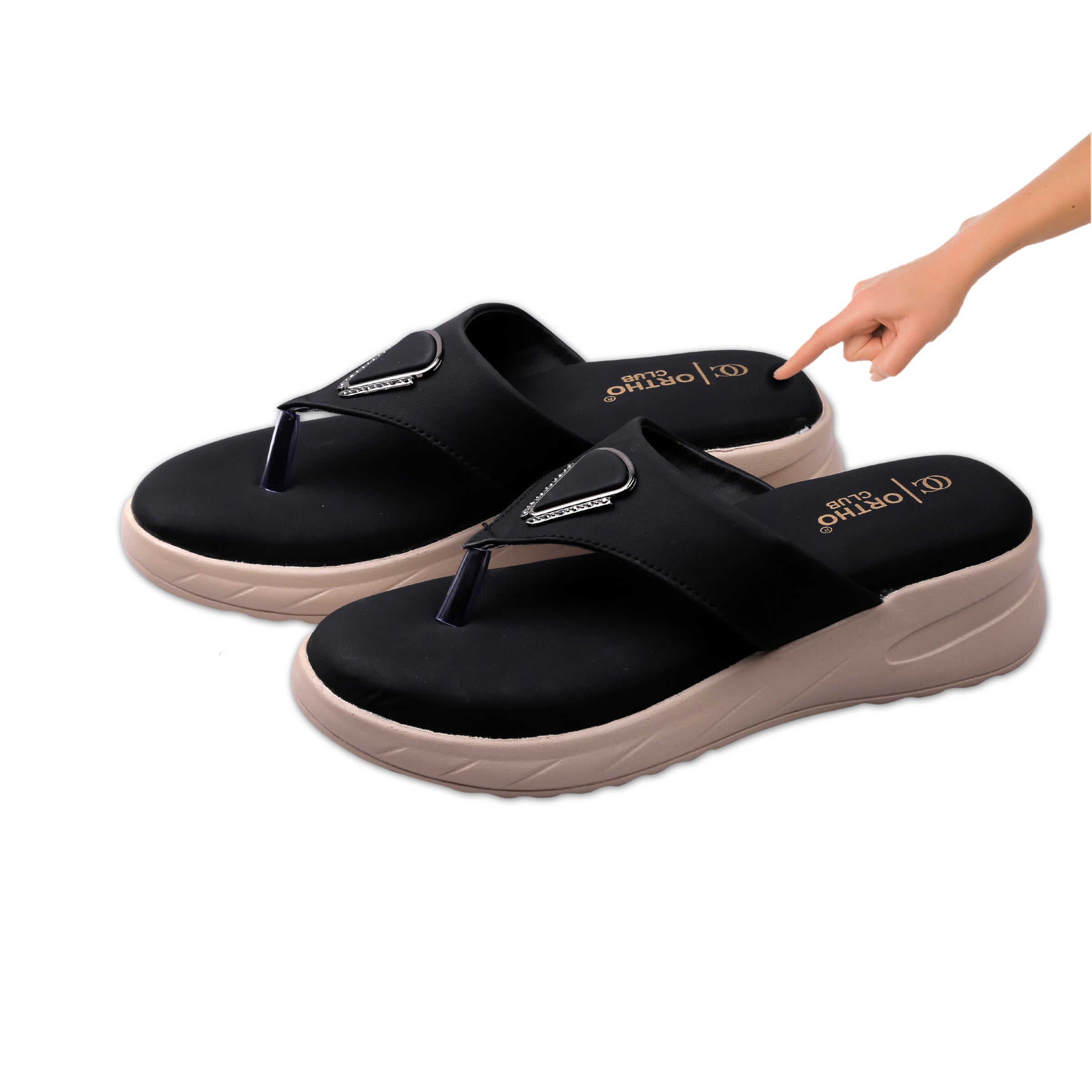 ORTHO CLUB Women’s Orthopedic Comfort Sandals – Soft Cushion Footbed, Anti-Slip Sole, Stylish Toe-Ring Design – Lightweight Sandals for Women & Girls