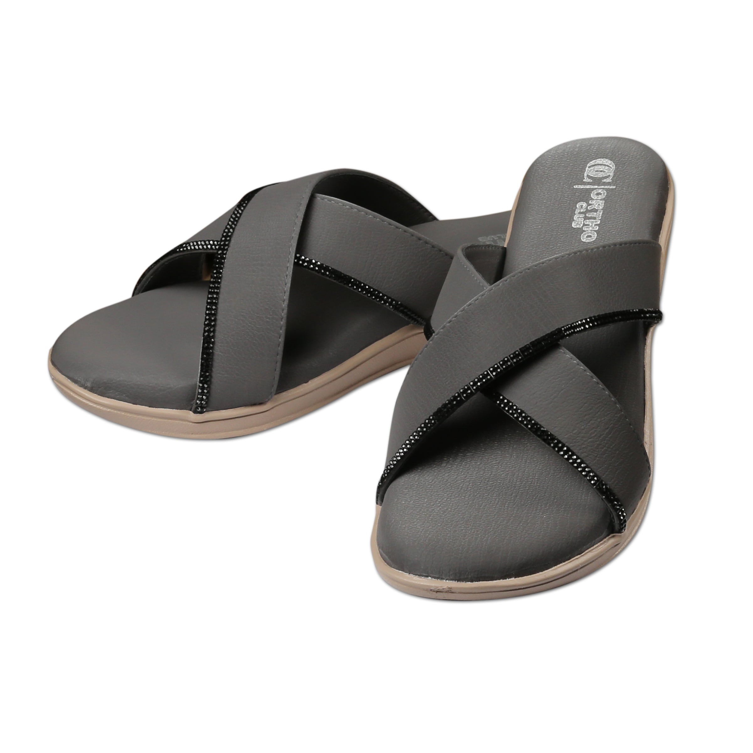 ORTHO CLUB Fancy doctor slippers Criss-Cross flat sandals for women