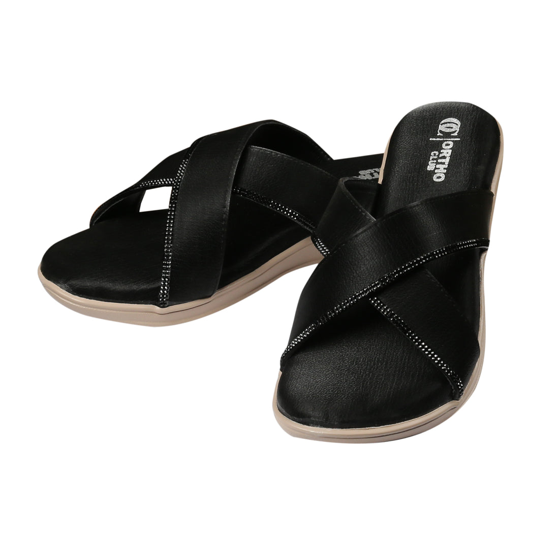 ORTHO CLUB Fancy doctor slippers Criss-Cross flat sandals for women