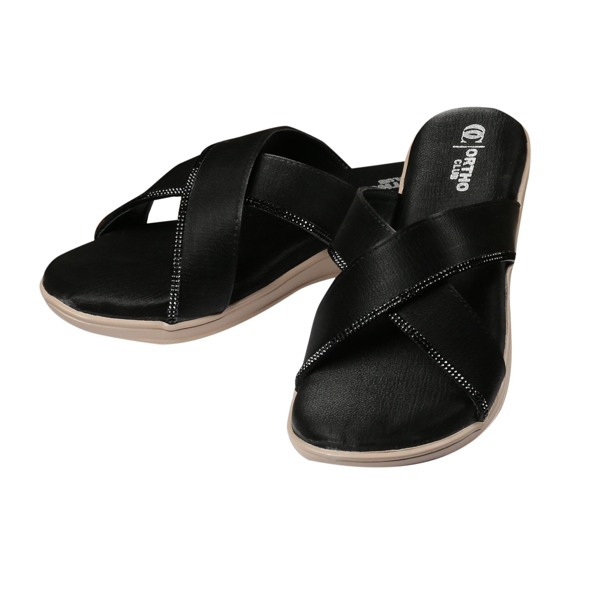 ORTHO CLUB Fancy doctor slippers Criss-Cross flat sandals for women