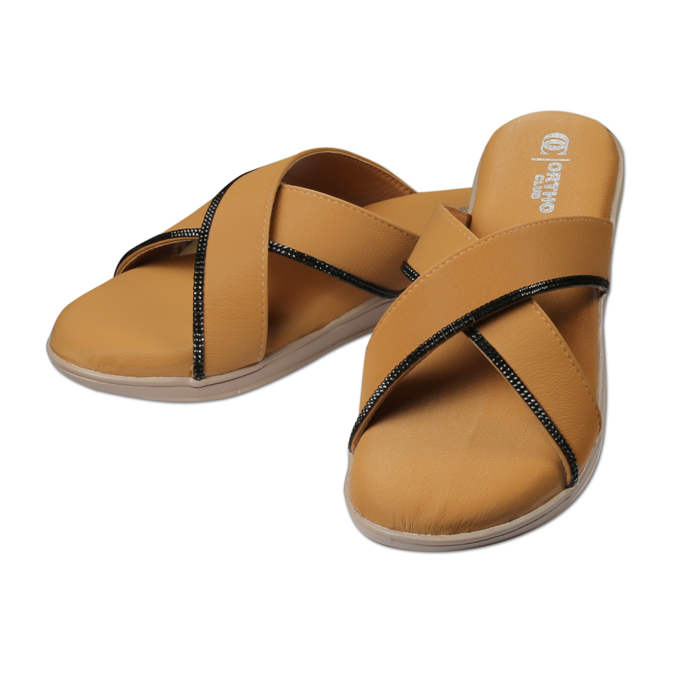 ORTHO CLUB Fancy doctor slippers Criss-Cross flat sandals for women