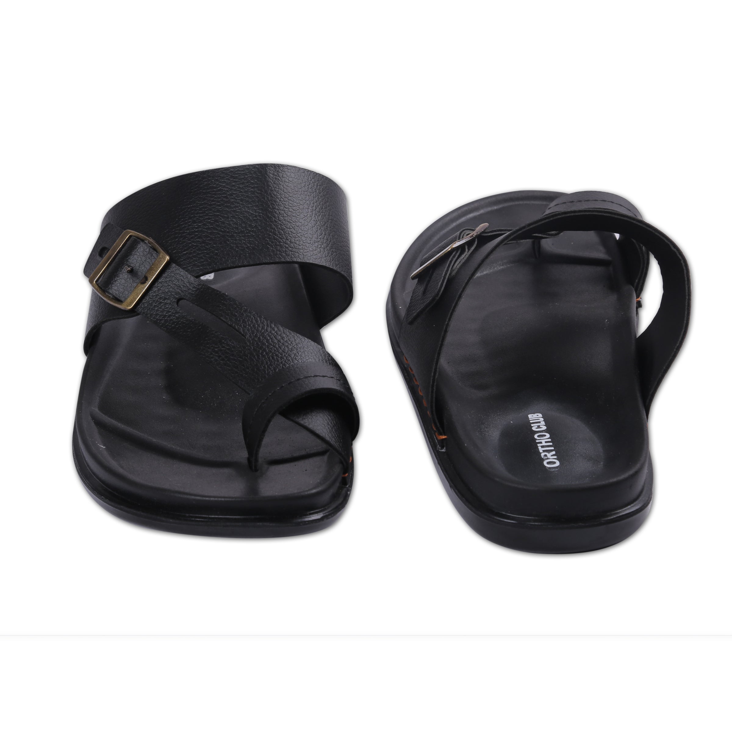 ORTHO CLUB Men's Leather Orthopedic Sandals | Soft Cushioned Sole Slip-On Chappal for Men