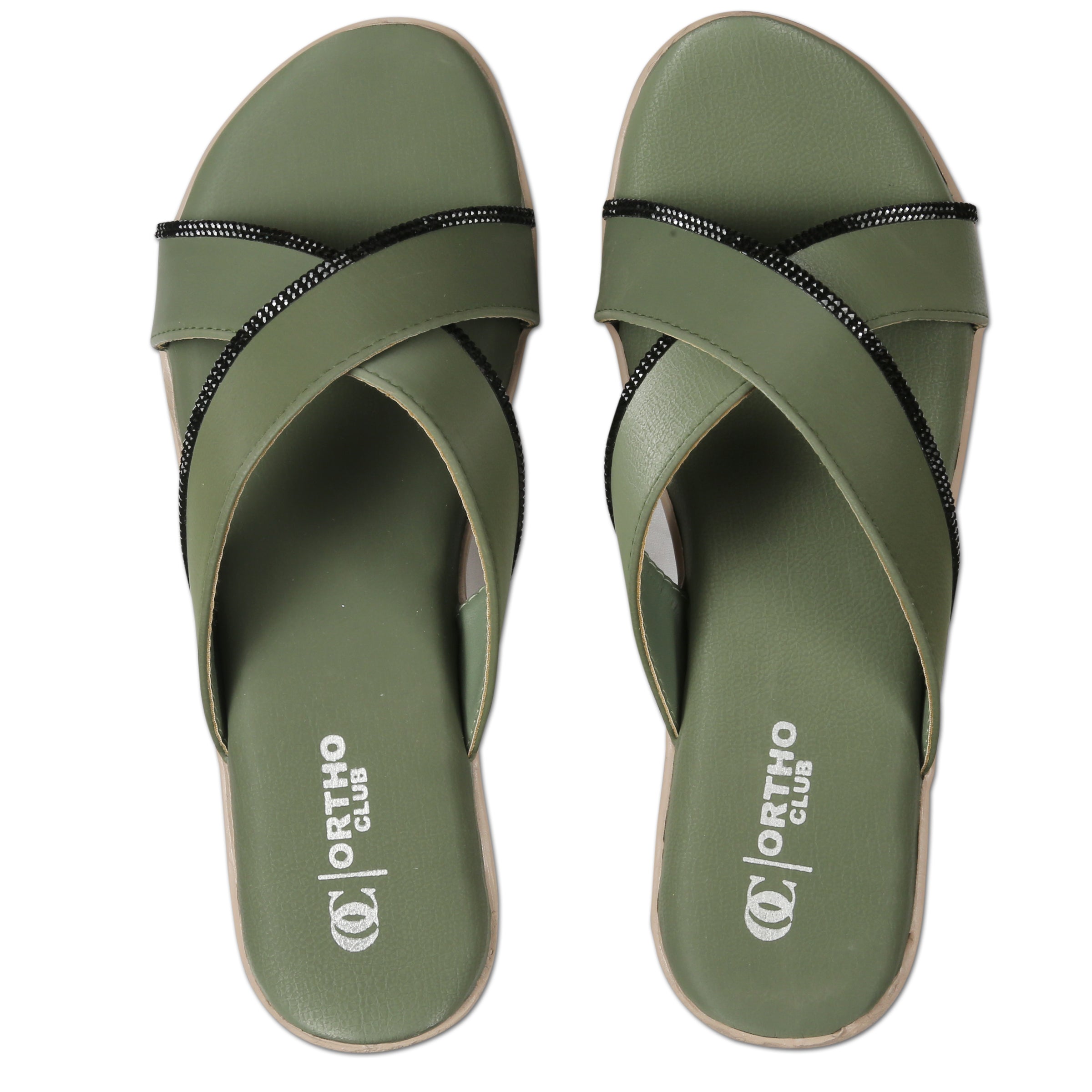 ORTHO CLUB Fancy doctor slippers Criss-Cross flat sandals for women