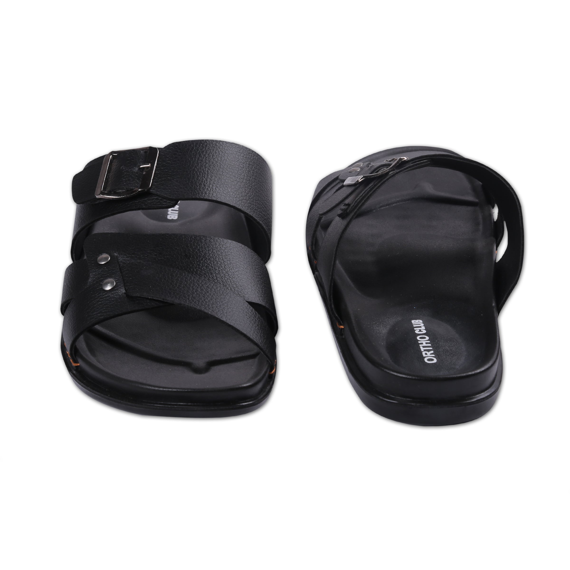ORTHO CLUB Men's Leather Orthopedic Sandals | Soft Cushioned Sole Slip-On Chappal for Men