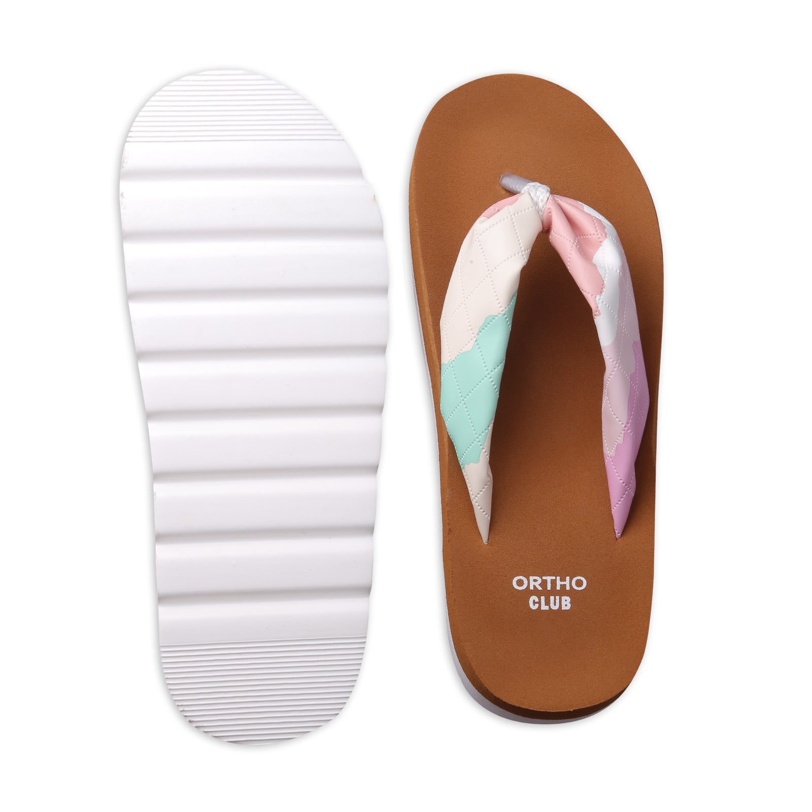 ORTHO CLUB Women’s Soft Cushion Flip Flops with Colorful Fabric Strap | Lightweight Orthopedic Slippers for Women