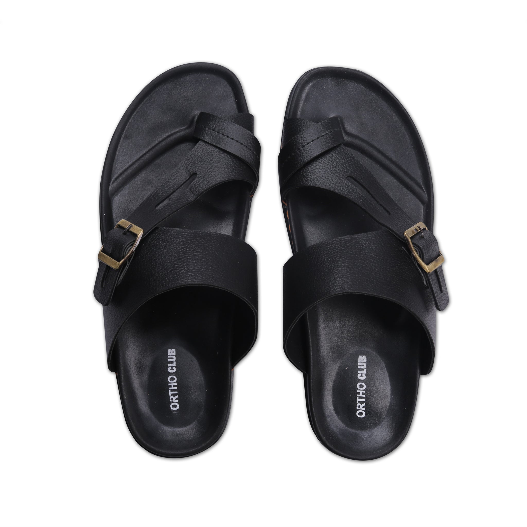 ORTHO CLUB Men's Leather Orthopedic Sandals | Soft Cushioned Sole Slip-On Chappal for Men