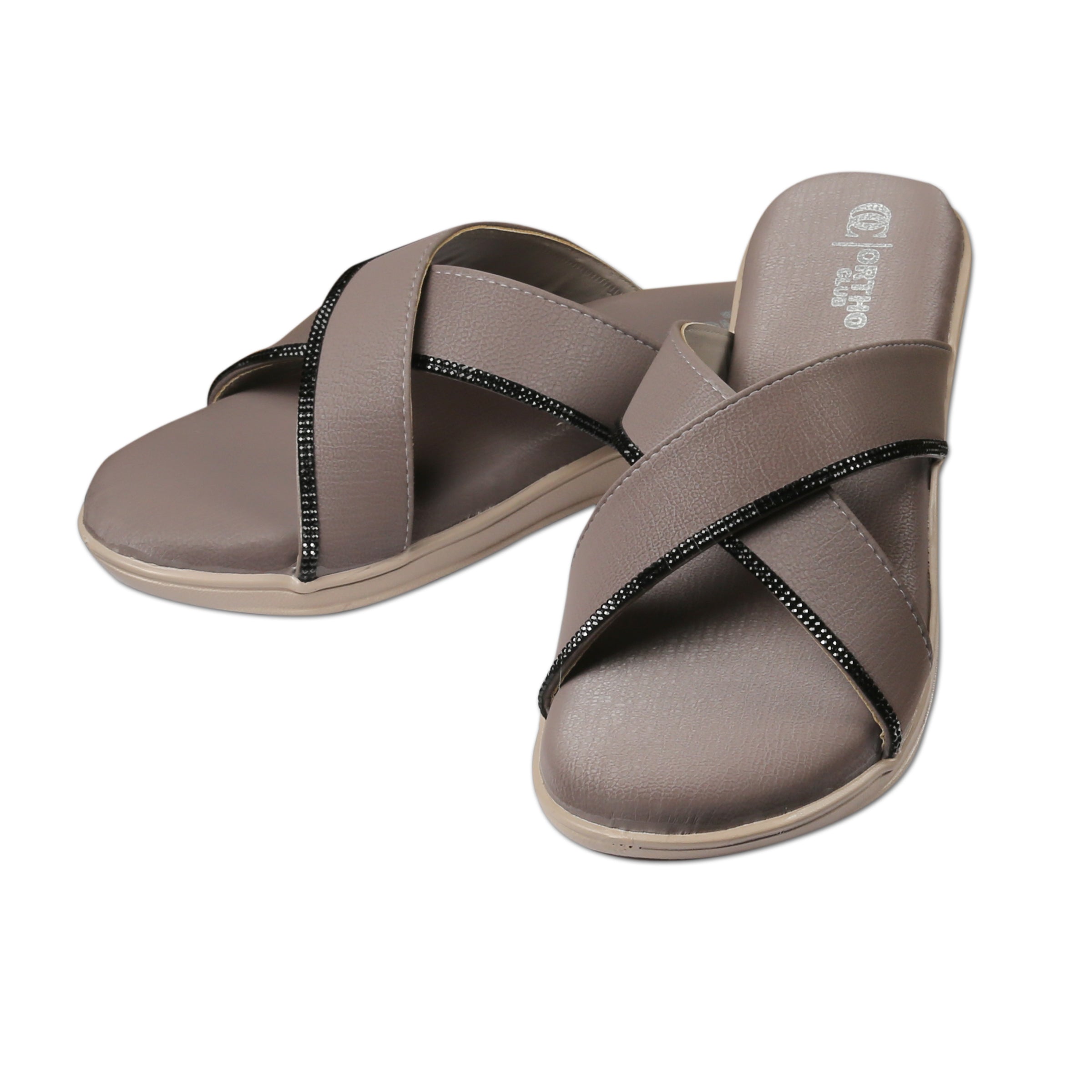 ORTHO CLUB Fancy doctor slippers Criss-Cross flat sandals for women