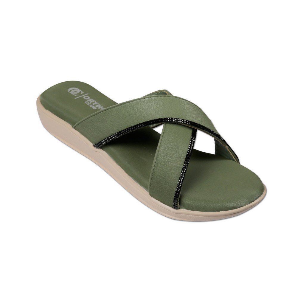 ORTHO CLUB Fancy doctor slippers Criss-Cross flat sandals for women