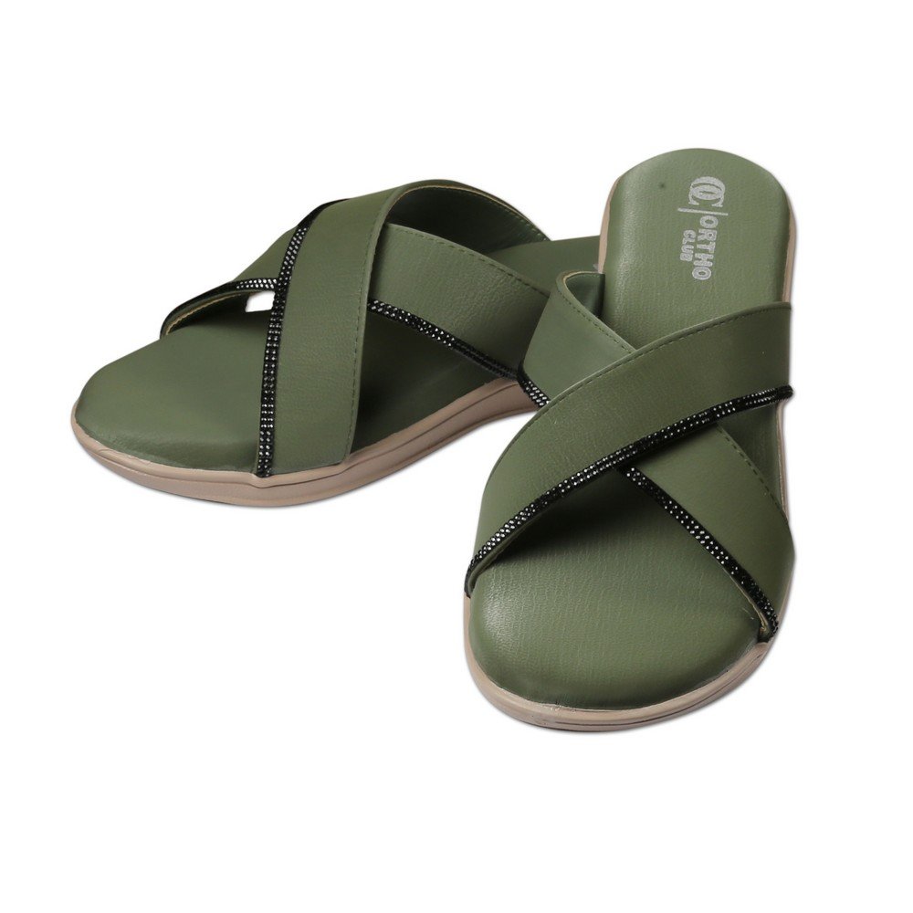 ORTHO CLUB Fancy doctor slippers Criss-Cross flat sandals for women