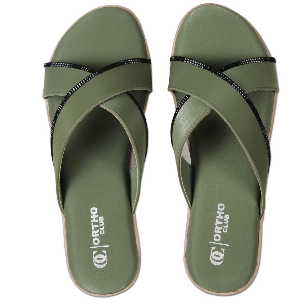 ORTHO CLUB Fancy doctor slippers Criss-Cross flat sandals for women
